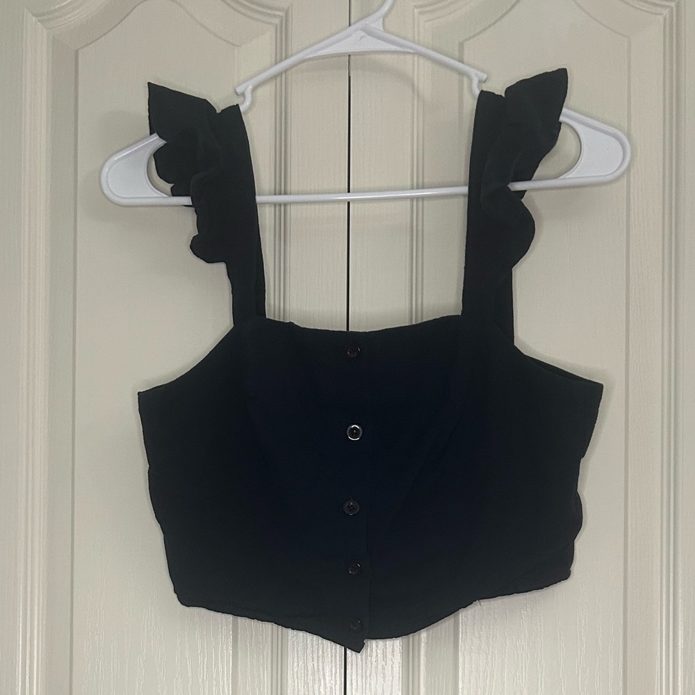 Women’s Ruffle-Shoulder Crop Top | Size S